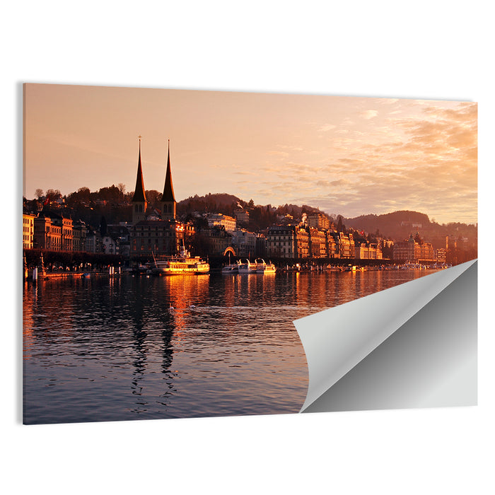Lucerne Lake Sunset Skyline Wall Art as a poster print