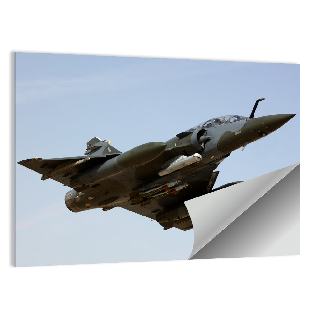 Camouflaged Fighter Jet in Flight Wall Art