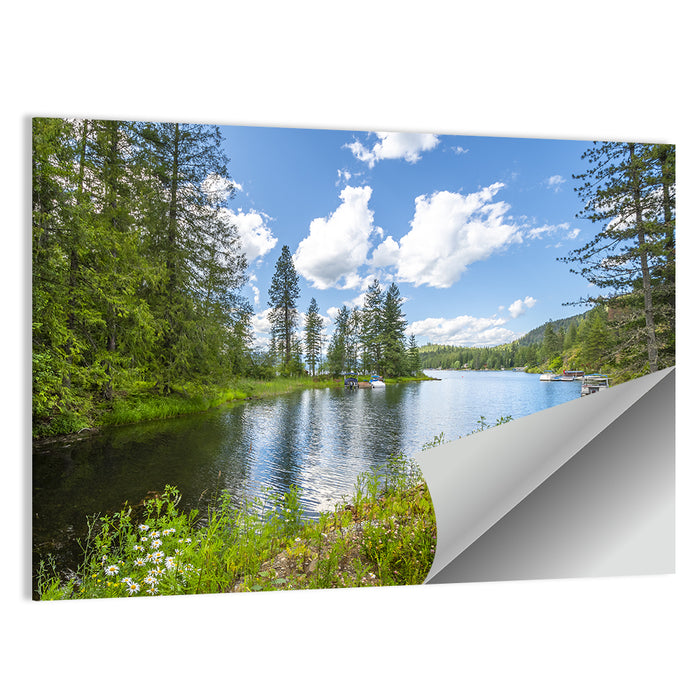 Lake Pend Oreille Wildflower View Wall Art as a poster print