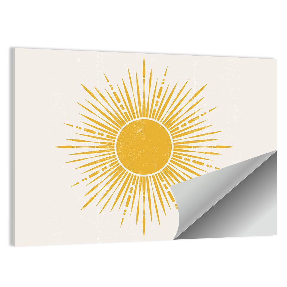 Golden Sunburst Boho Minimalist Wall Art