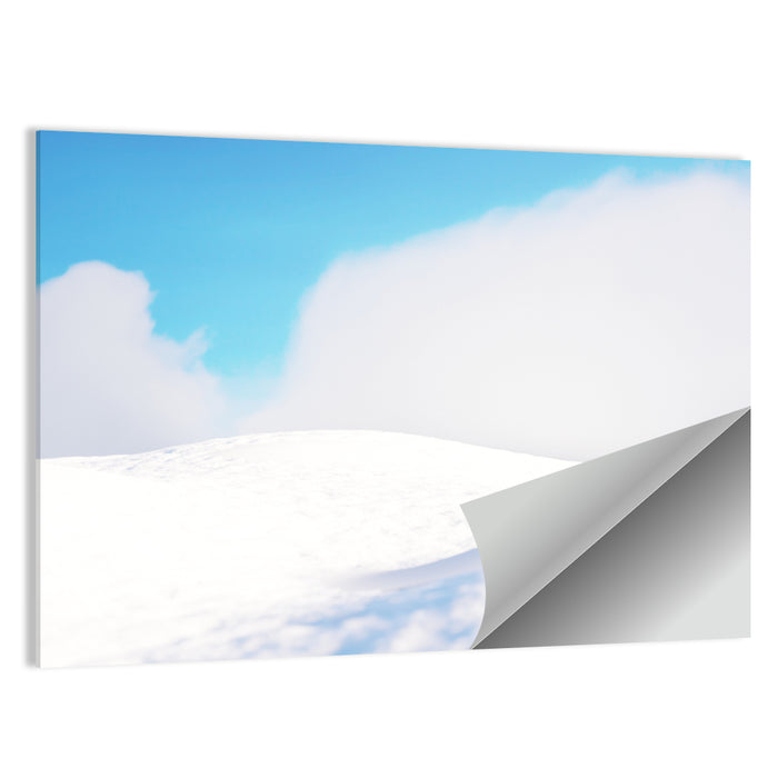 Snowy Hills Under Blue Sky Wall Art as a poster print