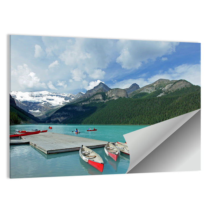 Red Canoes at Lake Louise Wall Art as a poster print