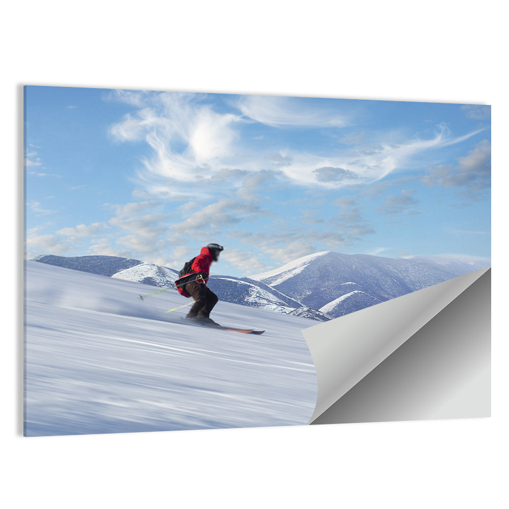 Skier on Snowy Mountain Slope Wall Art