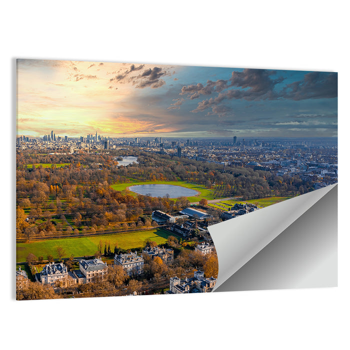 Cloudy Hyde Park Aerial Wall Art as a poster print