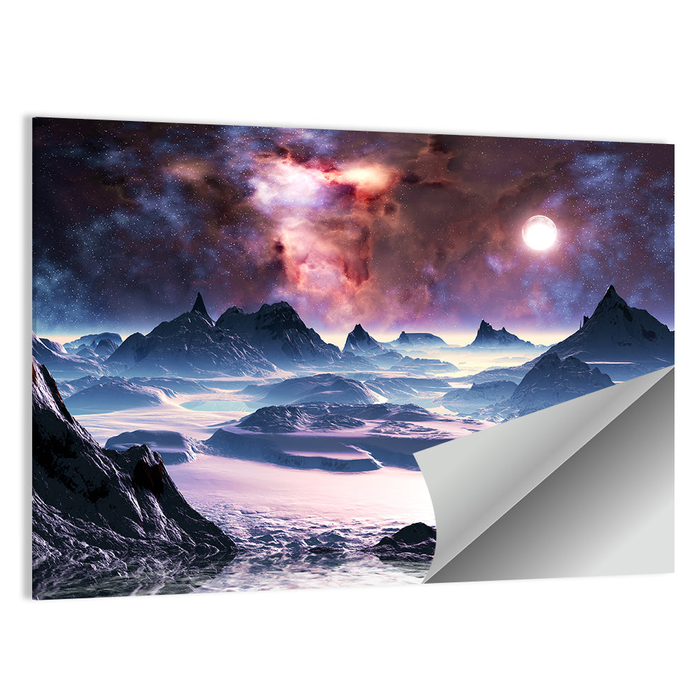 Alien Planet Winter Aurora Wall Art