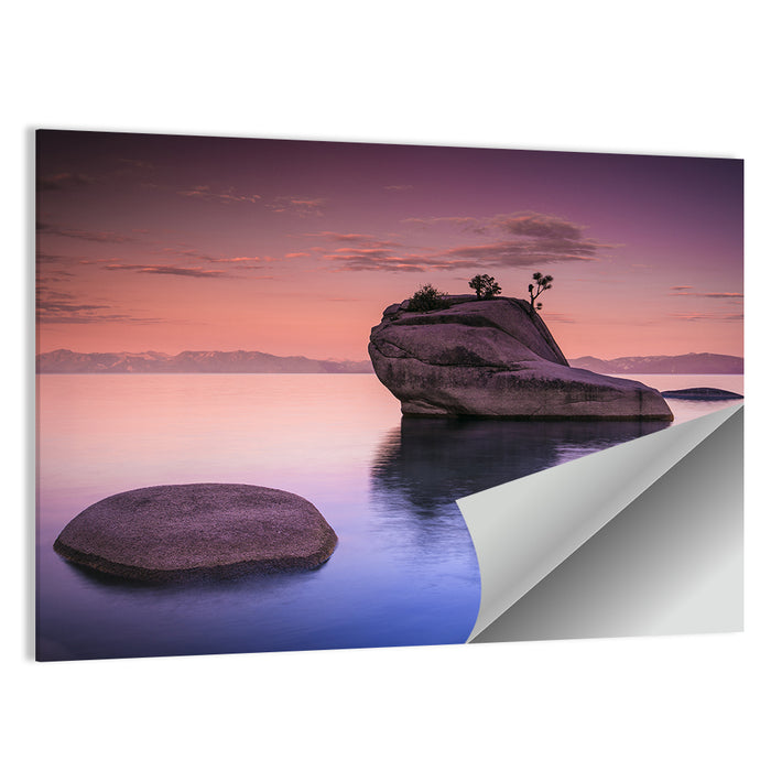 Bonsai Rock Sunrise Lake Tahoe Wall Art as a poster print