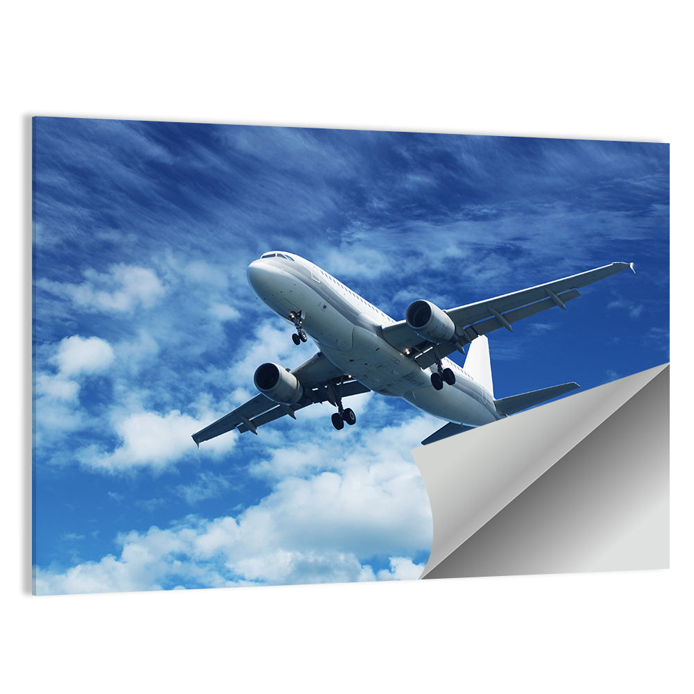 Passenger Airliner in Blue Sky Wall Art