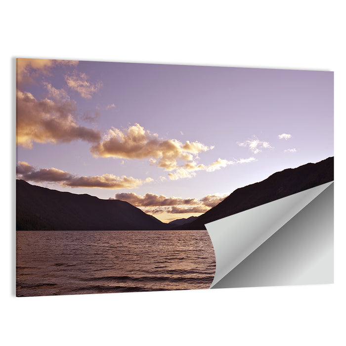 Purple Sunset Over Lake Crescent Wall Art as a poster print