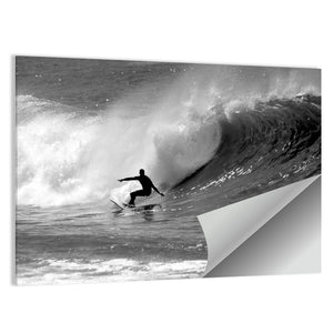 Surfing On Large Wave Wall Art