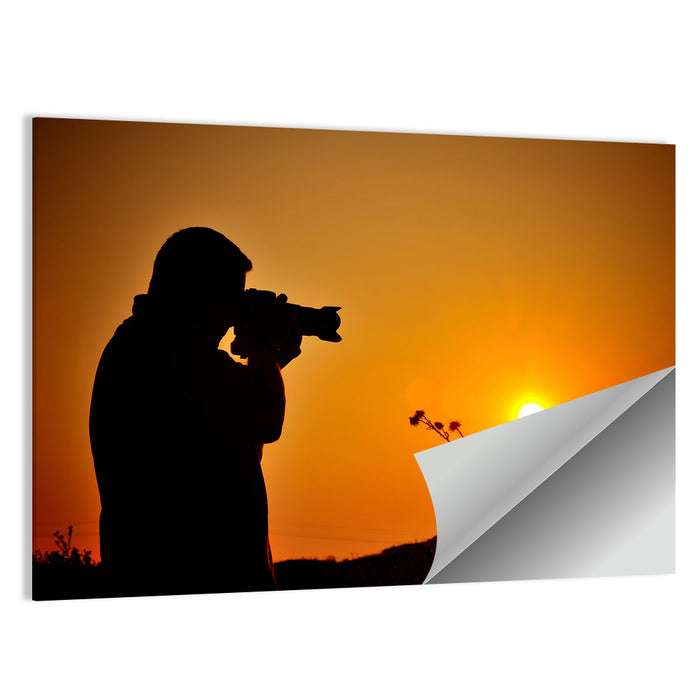 Golden Hour Photographer Silhouette Wall Art as a poster print