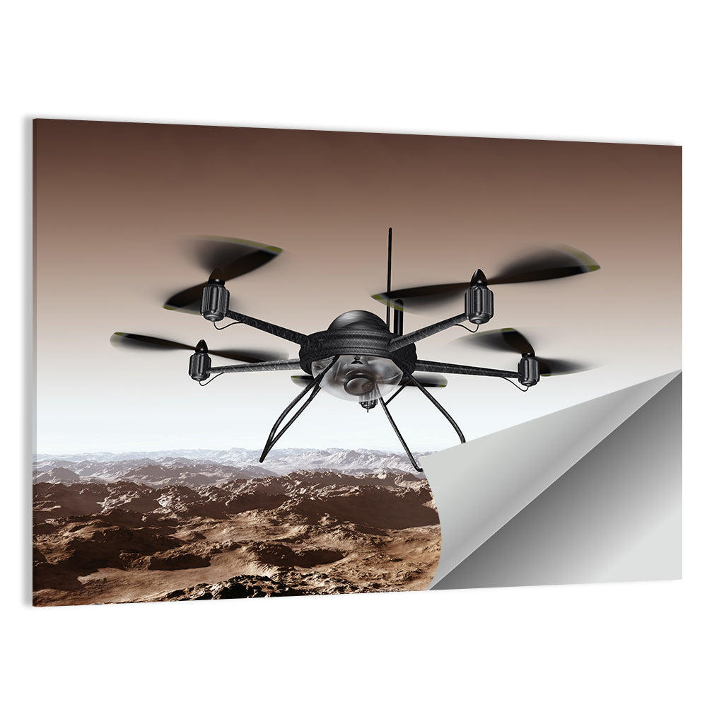 Spy Drone Over Arid Landscape Wall Art