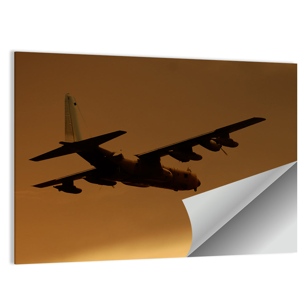 Turboprop Military Transport Silhouette Wall Art