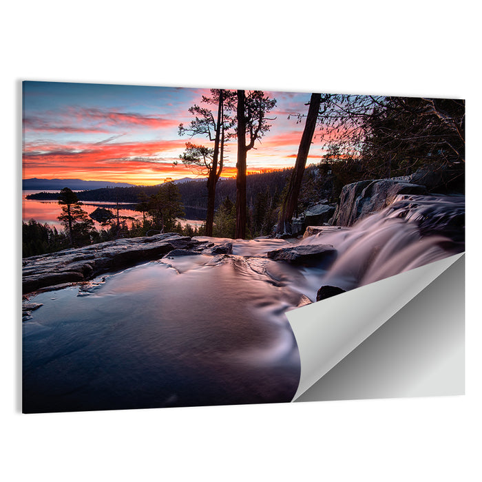 Waterfall Near Lake Tahoe Wall Art as a poster print