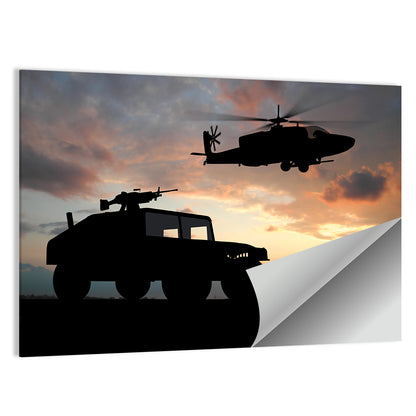 Military Helicopter and Truck Wall Art