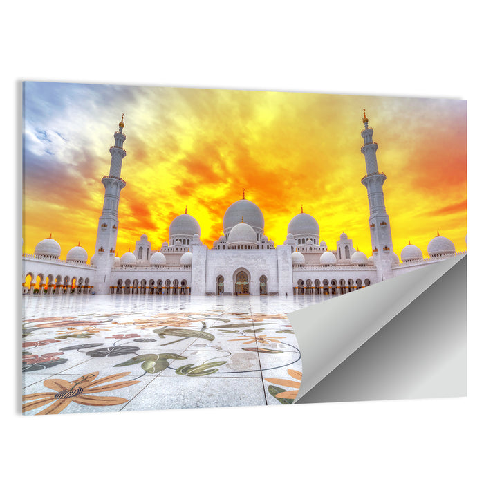 Sheikh Zayed Grand Mosque at Sunset Wall Art as a poster print