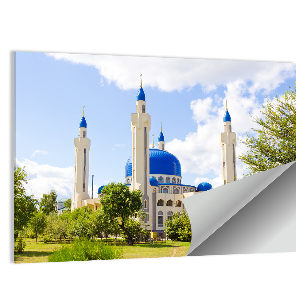 Blue Domed Mosque with Golden Minarets Wall Art