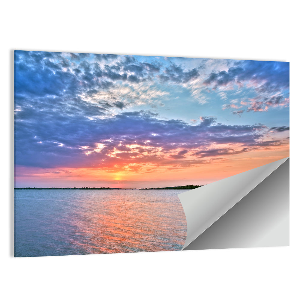 Cloudy Lake Sunset Wall Art