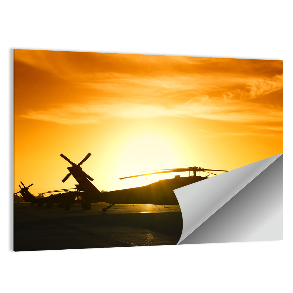 Military Helicopter at Sunset Wall Art