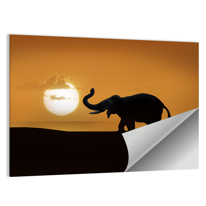 Elephant at Sunset Wall Art as a poster print
