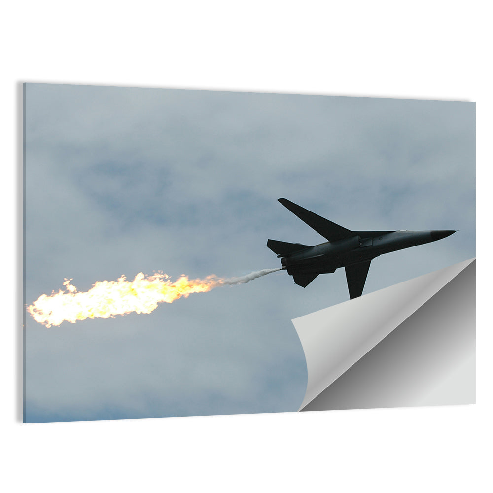 Fighter Jet with Flaming Exhaust Wall Art