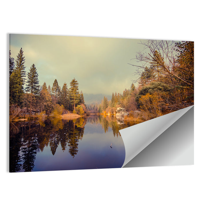 Misty Lake Fulmor Reflection Wall Art as a poster print