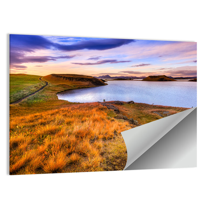 Sunset Over Lake Myvatn Wall Art as a poster print