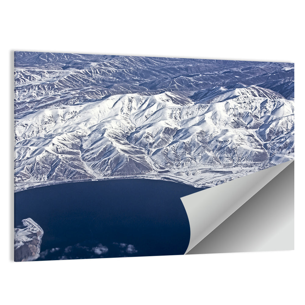 Lake Sevan Aerial Winter View Wall Art, poster print, landscape