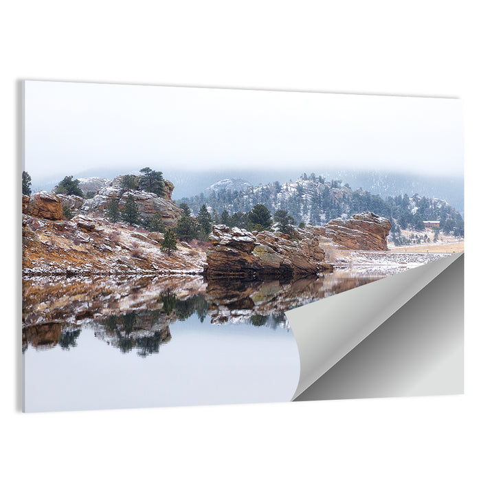 Marys Lake Foggy Reflection Wall Art as a poster print
