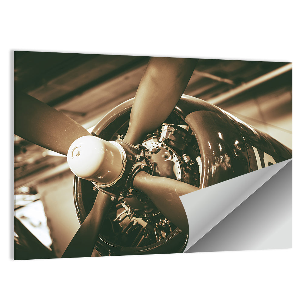 Vintage Military Propeller Plane Wall Art