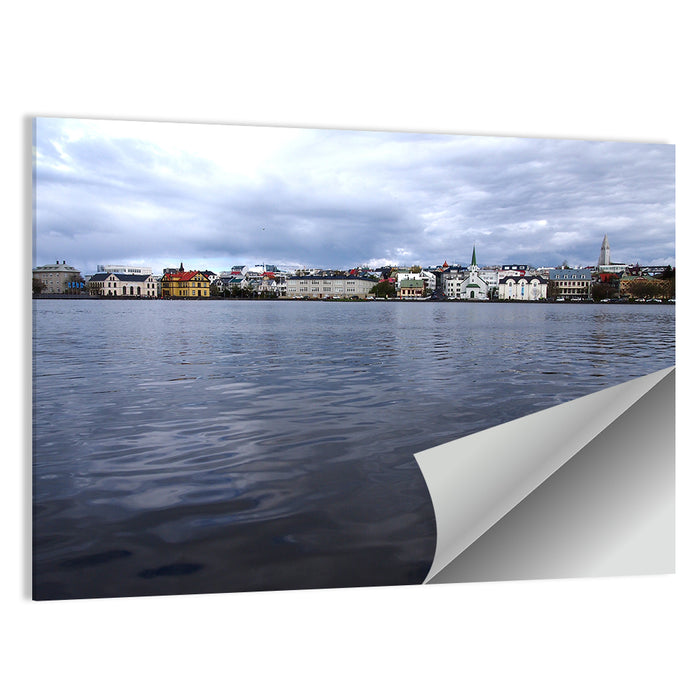 Tjörnin Reykjavik Skyline Wall Art as a poster print