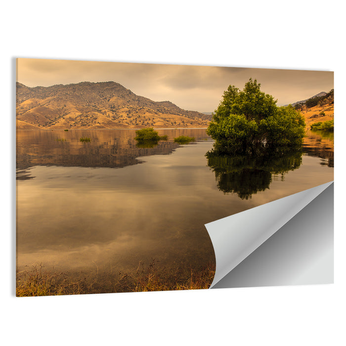 Lake Kaweah Golden Hour Reflection Wall Art as a poster print