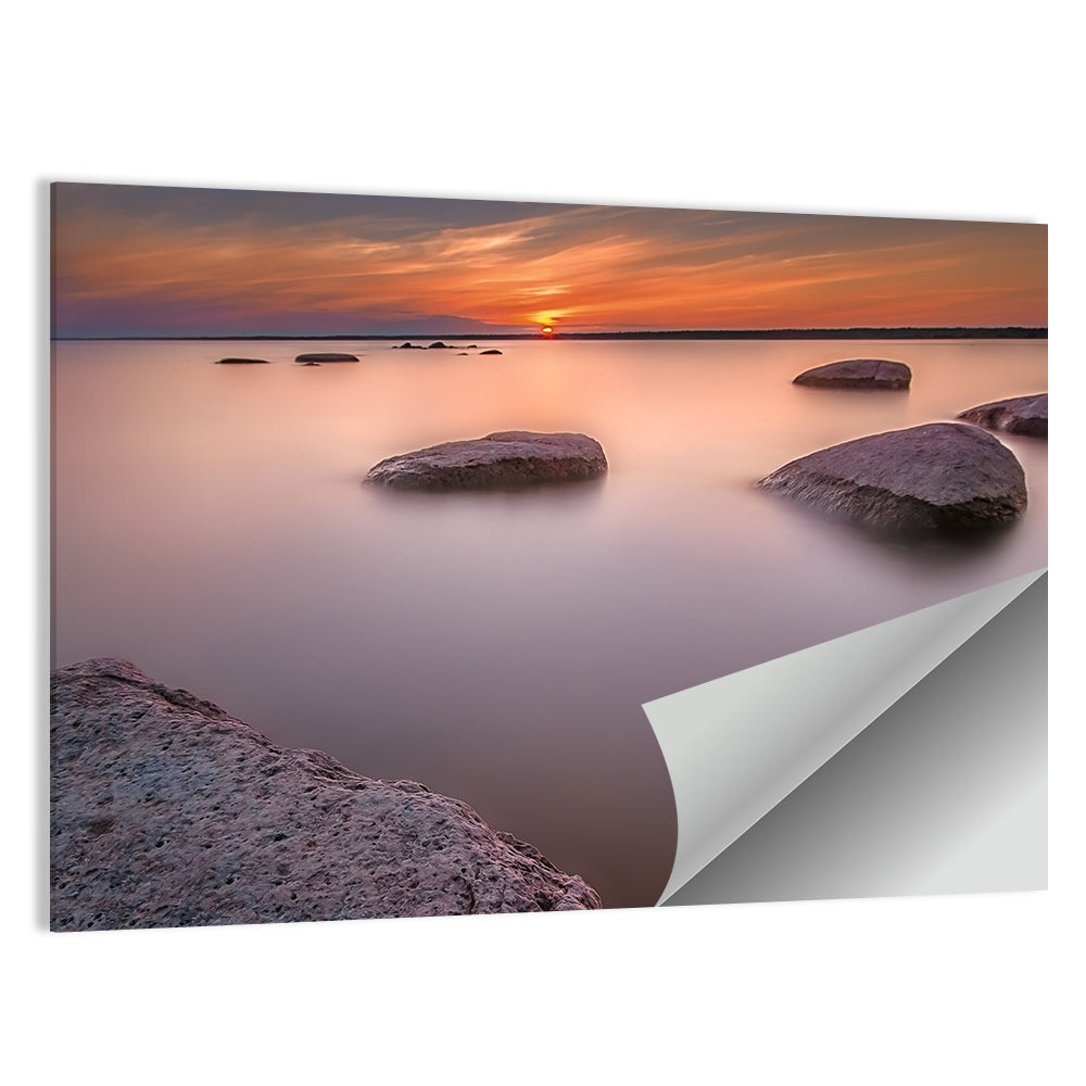 Lake Peipsi Sunset with Rocks Wall Art