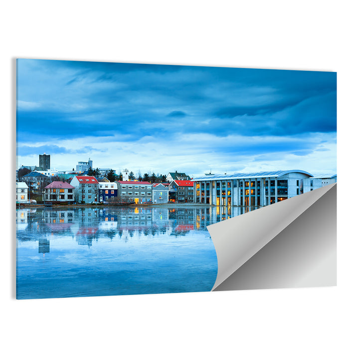 Reykjavik City Hall at Blue Hour Wall Art as a poster print