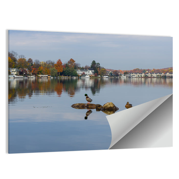 Lake Hopatcong Autumn Reflection Wall Art as a poster print