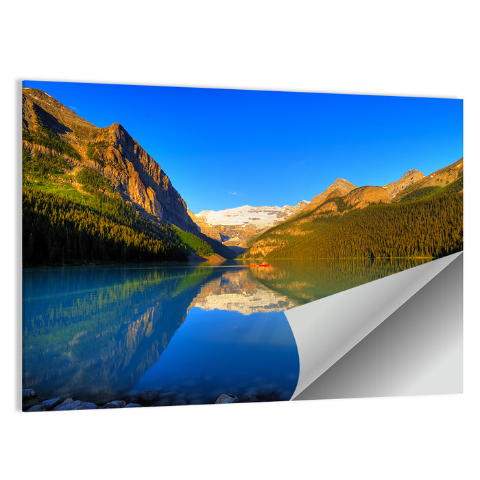 Lake Louise Canoe Reflection Wall Art as a poster print