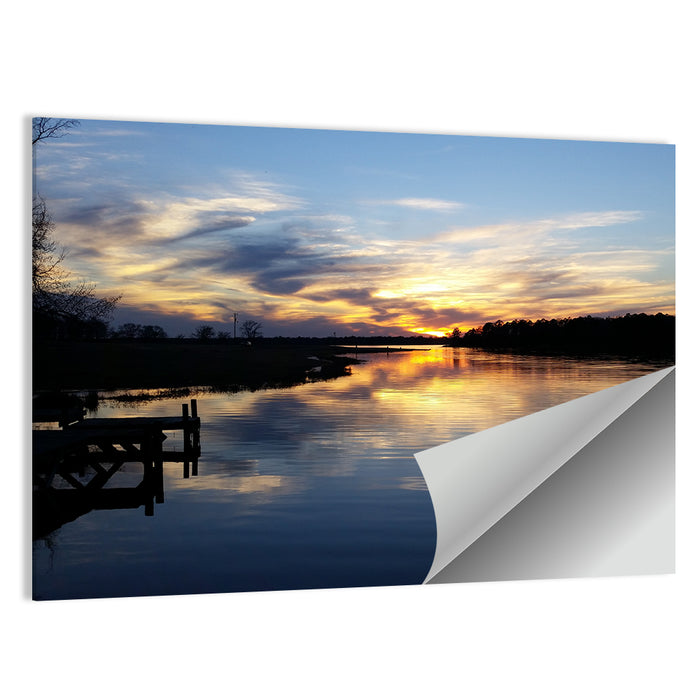 Lake Palestine Pier at Sunset Wall Art as a poster print