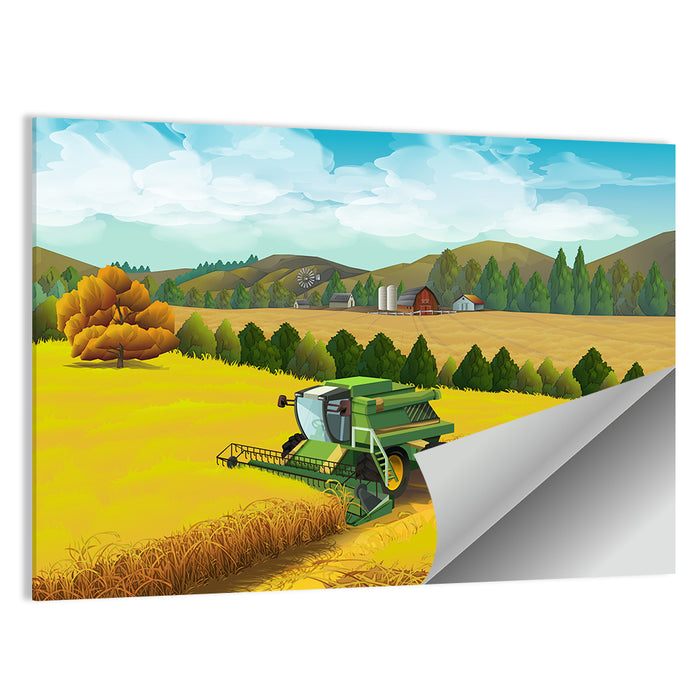 Harvest Season Farm Landscape Wall Art as a poster print