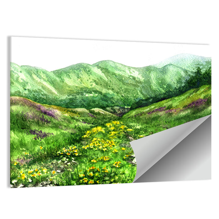 Blooming Mountain Valley Wall Art as a poster print