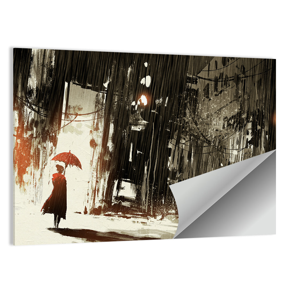 Woman In Rain Abstract Wall Art