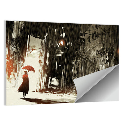 Woman In Rain Abstract Wall Art