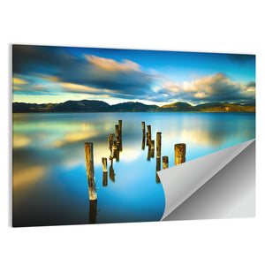 Wooden Pier On Lake Wall Art