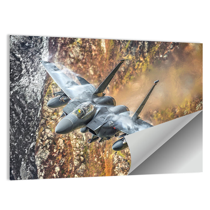 F-15 Over Mountain Canyon Wall Art as a poster print