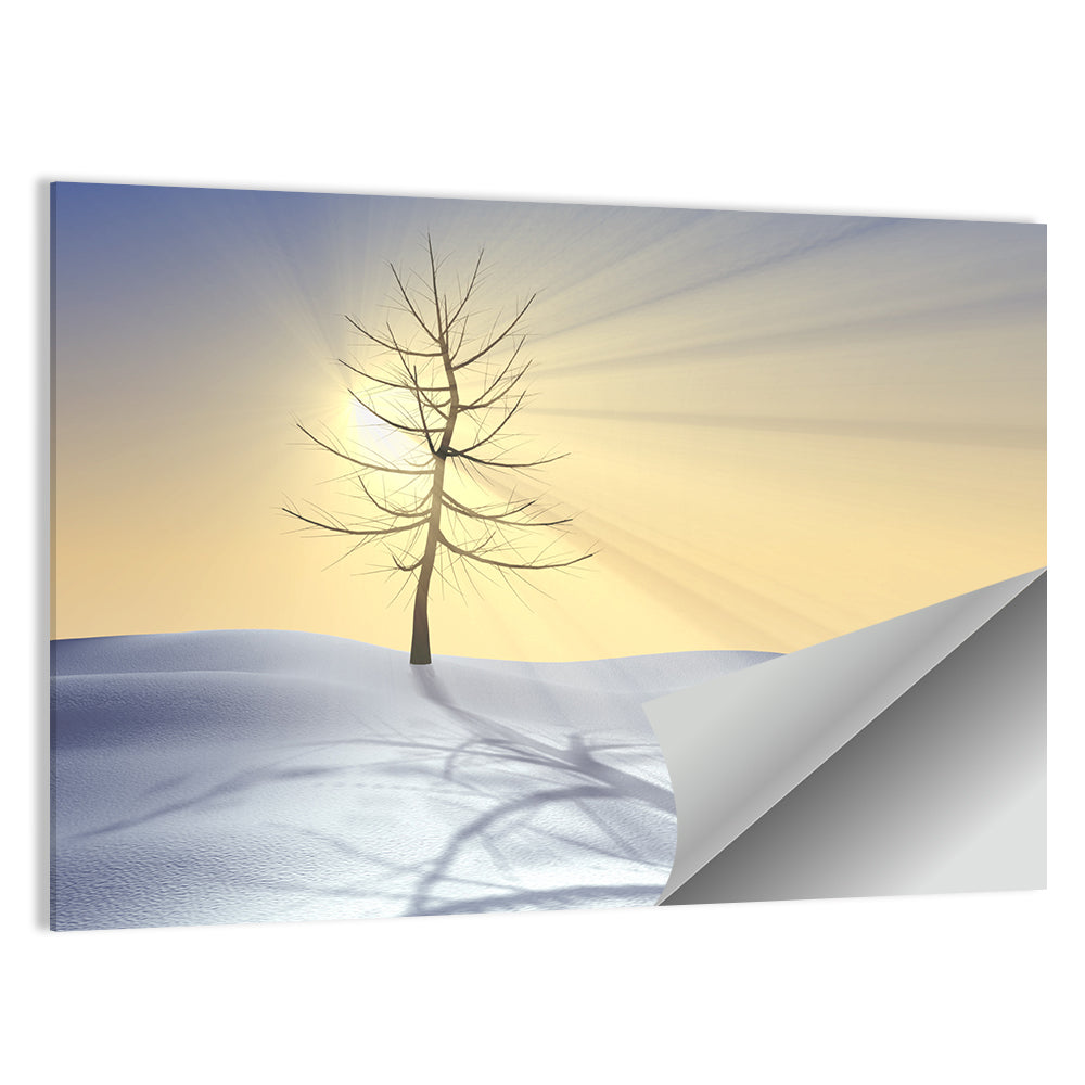 Winter Tree at Golden Sunrise Wall Art