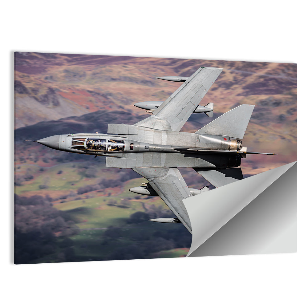 Swing-wing Fighter Jet Over Mountains Wall Art