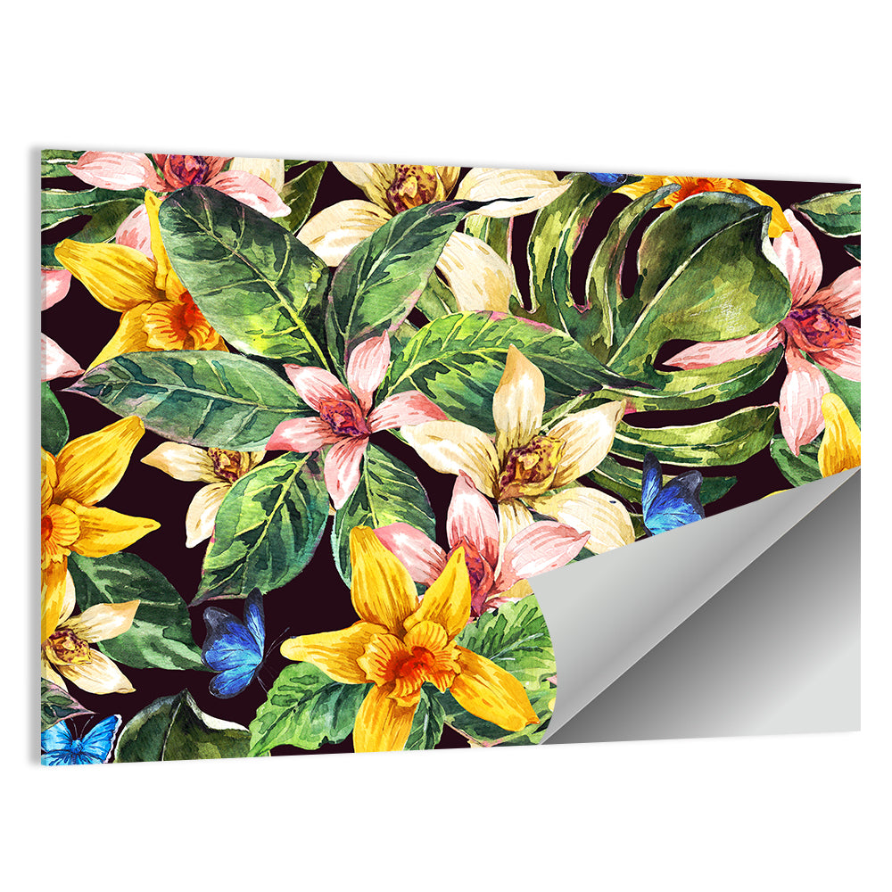 Tropical Orchid Pattern Wall Art