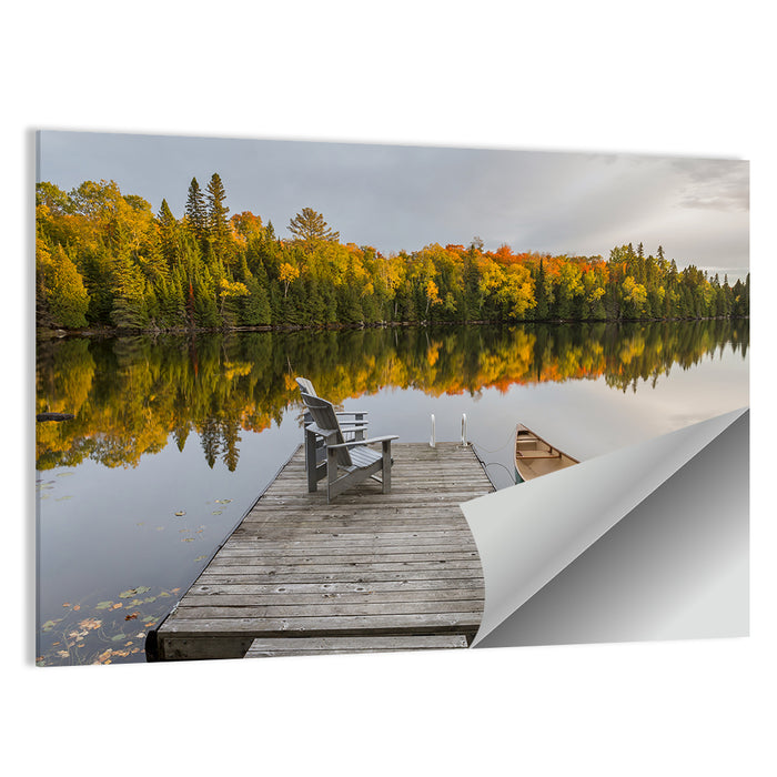 Ontario Autumn Lake Dock Wall Art as a poster print