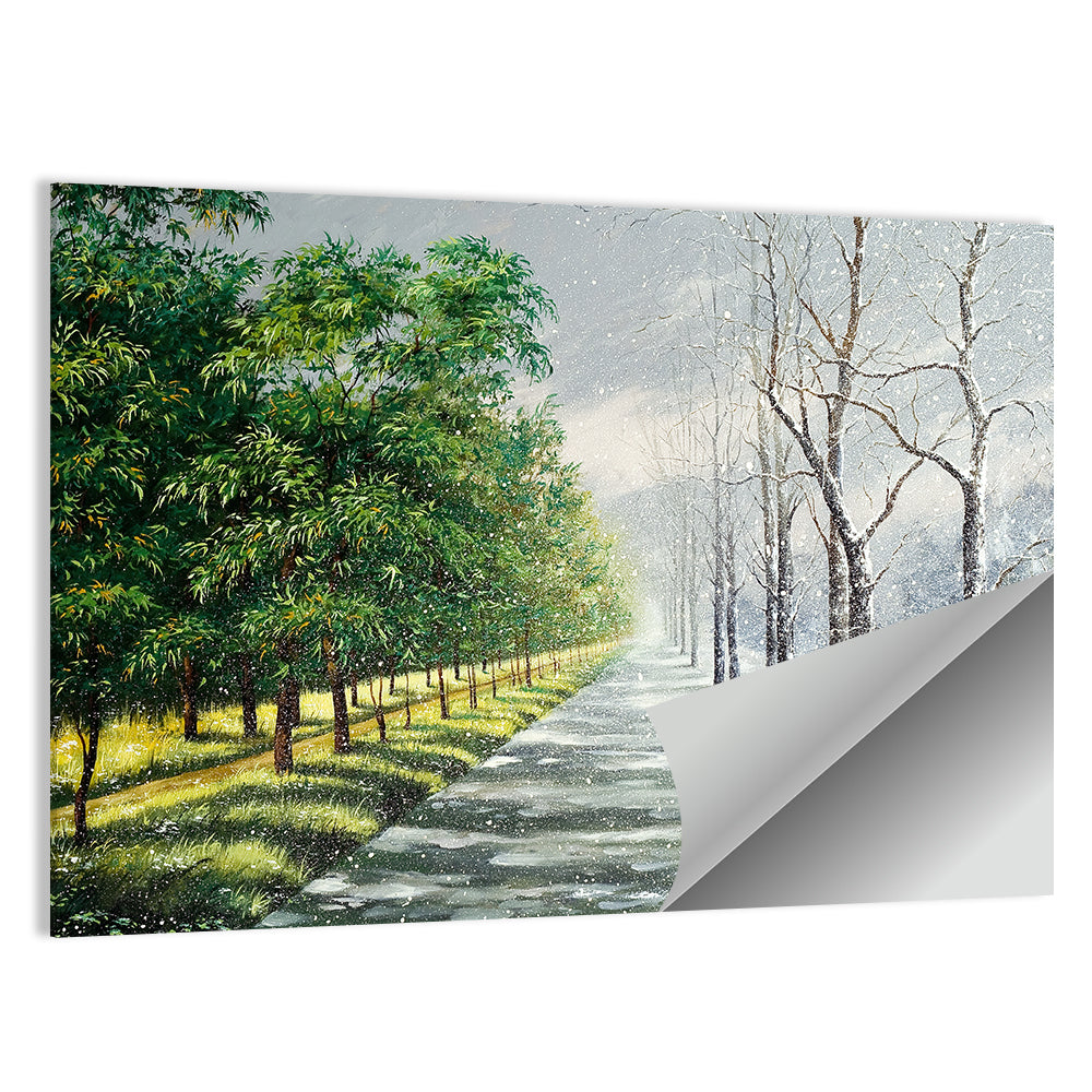 Summer to Winter Forest Path Wall Art