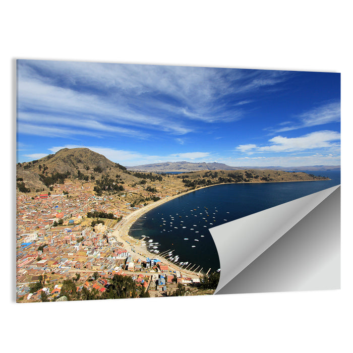 Copacabana Aerial Over Lake Titicaca Wall Art as a poster print