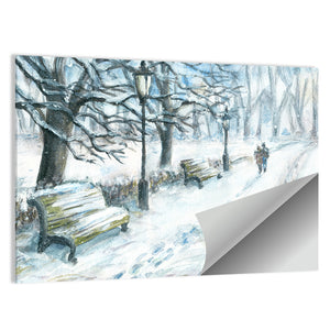 Couples Winter Walk Wall Art