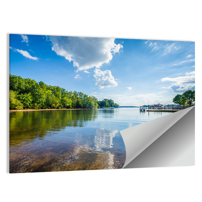 Lake Norman Dockside Reflection Wall Art as a poster print